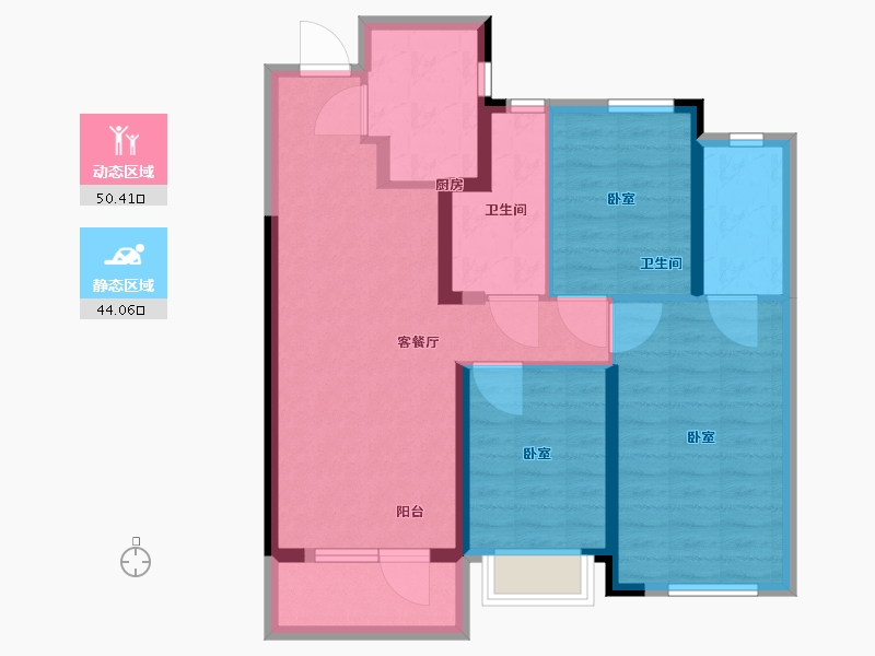 湖北省-武汉市-兰亭大境-84.00-户型库-动静分区