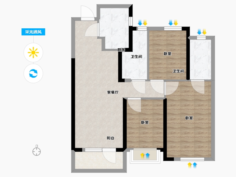 湖北省-武汉市-兰亭大境-84.00-户型库-采光通风