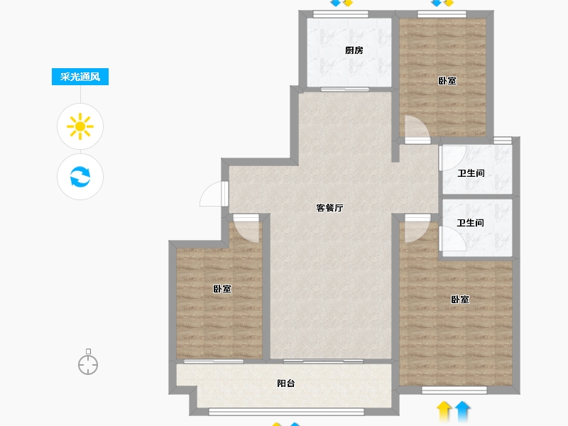 山东省-聊城市-民生冠宏智慧城-107.00-户型库-采光通风