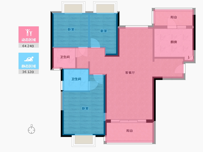 湖南省-湘潭市-湘潭恒大国际健康城-89.66-户型库-动静分区