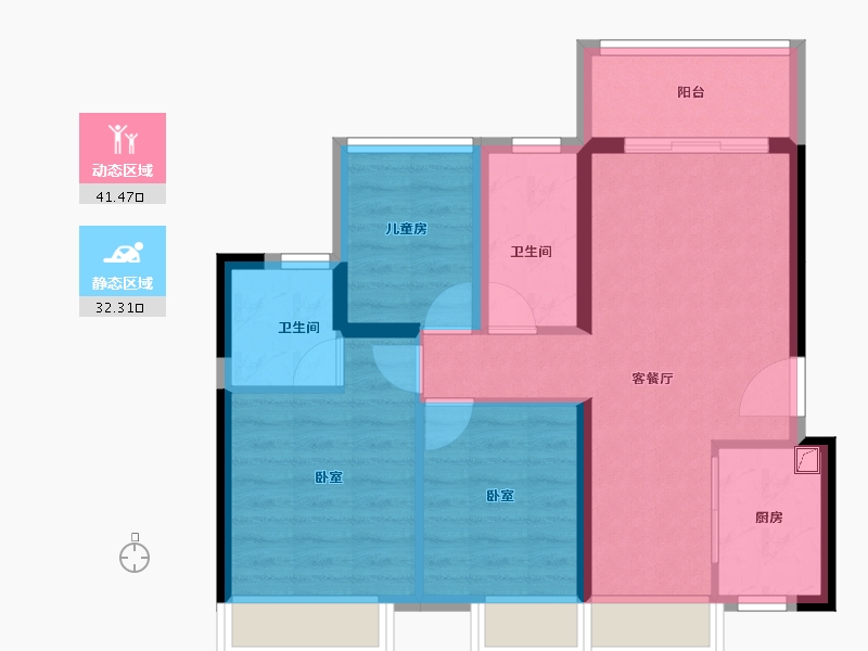 广东省-佛山市-金科集美山水-65.23-户型库-动静分区