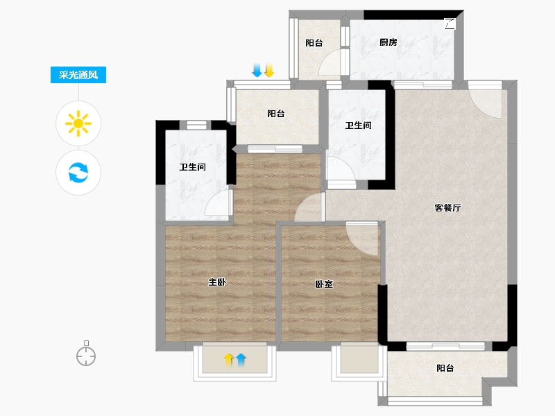 广东省-佛山市-奥园公园一号-69.00-户型库-采光通风