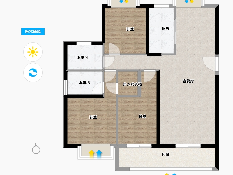 湖北省-武汉市-融侨滨江城-103.00-户型库-采光通风