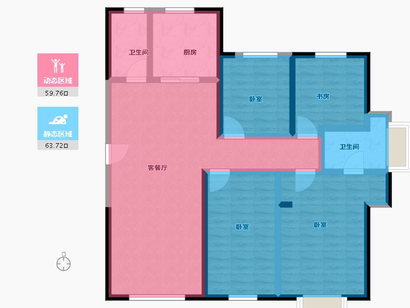 陕西省-西安市-西安阳光100阿尔勒-110.00-户型库-动静分区