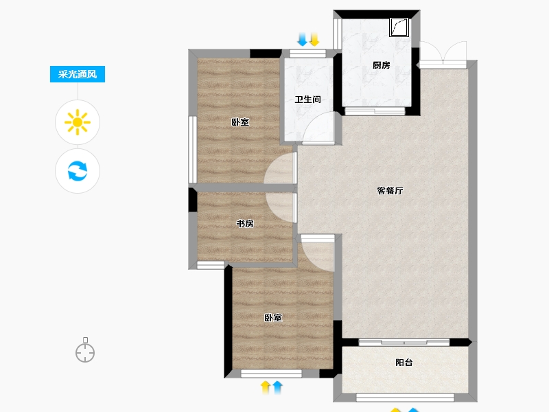 湖南省-长沙市-鑫远·翡丽郡-71.62-户型库-采光通风