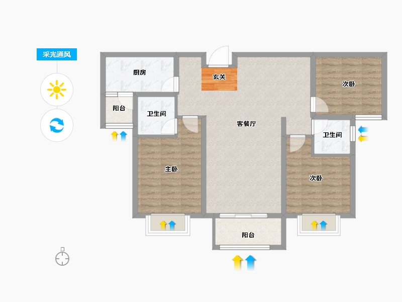 山东省-枣庄市-皇嘉花园-86.00-户型库-采光通风