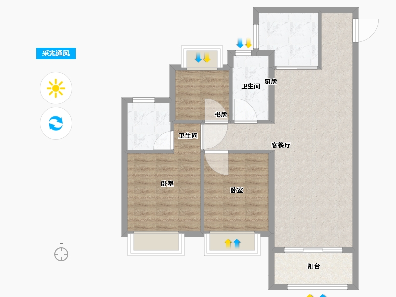 湖北省-武汉市-武汉雅居乐花园-79.97-户型库-采光通风