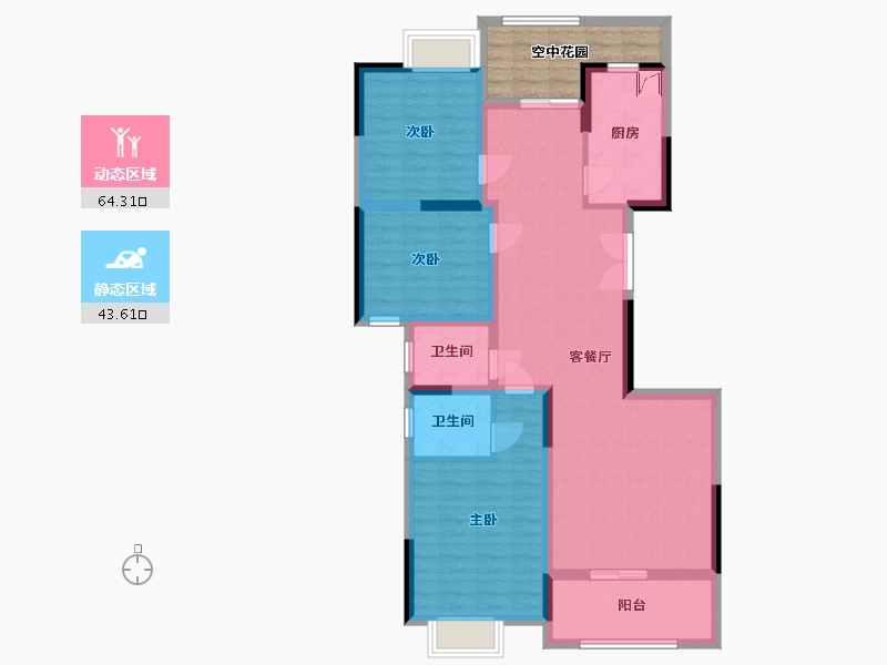 湖南省-长沙市-兴汝金城-102.83-户型库-动静分区