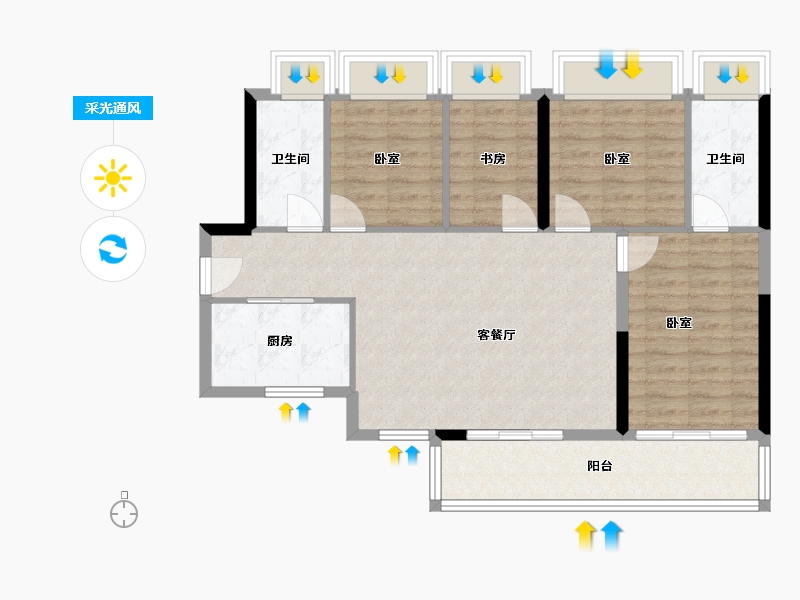 广东省-佛山市-碧桂园翡翠郡-89.49-户型库-采光通风