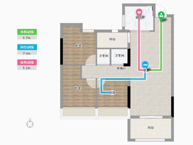 湖北省-黄石市-航宇罗马假日-85.06-户型库-动静线