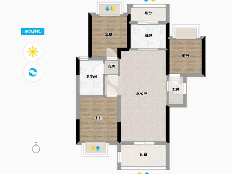 广东省-惠州市-泰丰牧马湖-66.37-户型库-采光通风