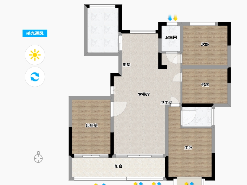 安徽省-蚌埠市-柏庄香府-103.98-户型库-采光通风