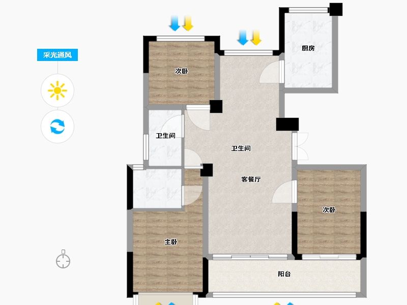 安徽省-蚌埠市-柏庄香府-96.07-户型库-采光通风