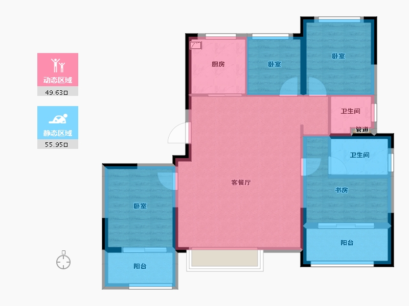 浙江省-宁波市-万科云谷-95.02-户型库-动静分区