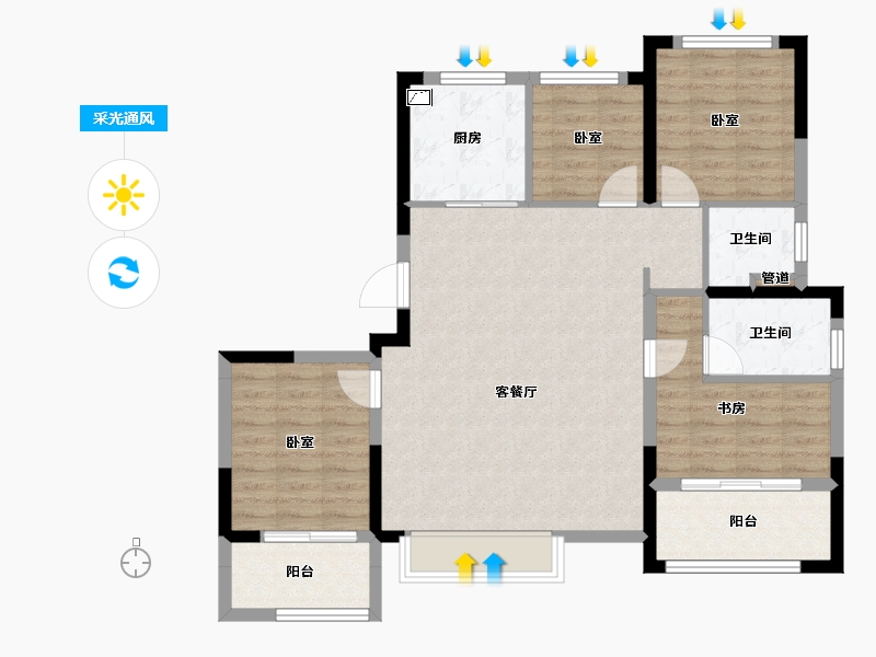 浙江省-宁波市-万科云谷-95.02-户型库-采光通风