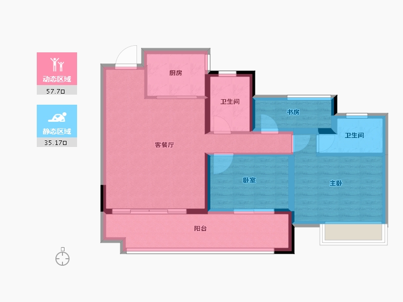 安徽省-六安市-锦成迎宾府-82.93-户型库-动静分区