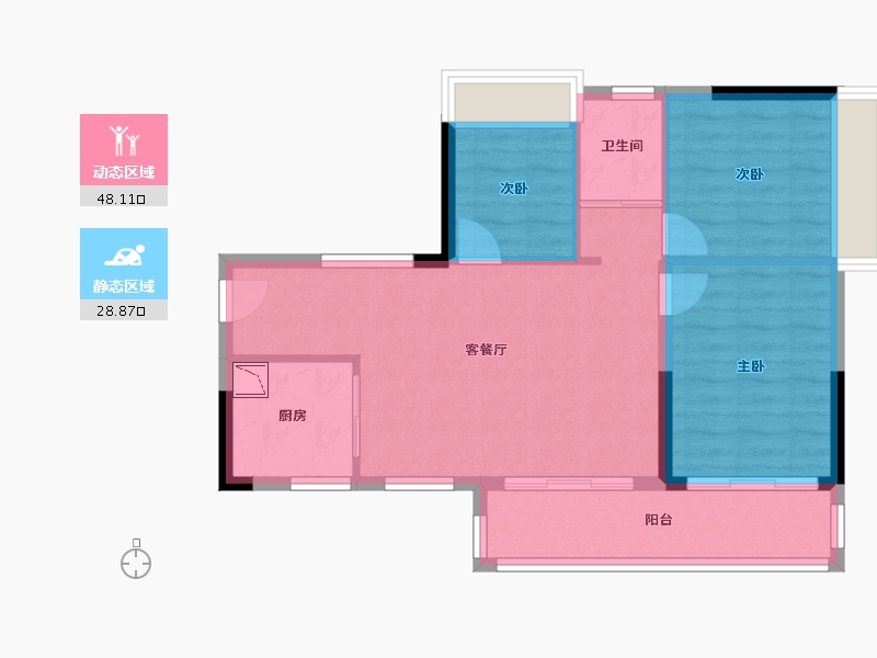 贵州省-贵阳市-碧桂园·印象花溪-69.42-户型库-动静分区