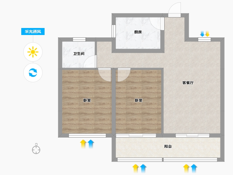 江苏省-徐州市-睢宁状元府-67.82-户型库-采光通风