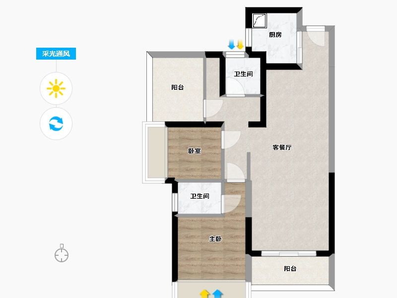 广东省-惠州市-中交香颂花园-66.31-户型库-采光通风