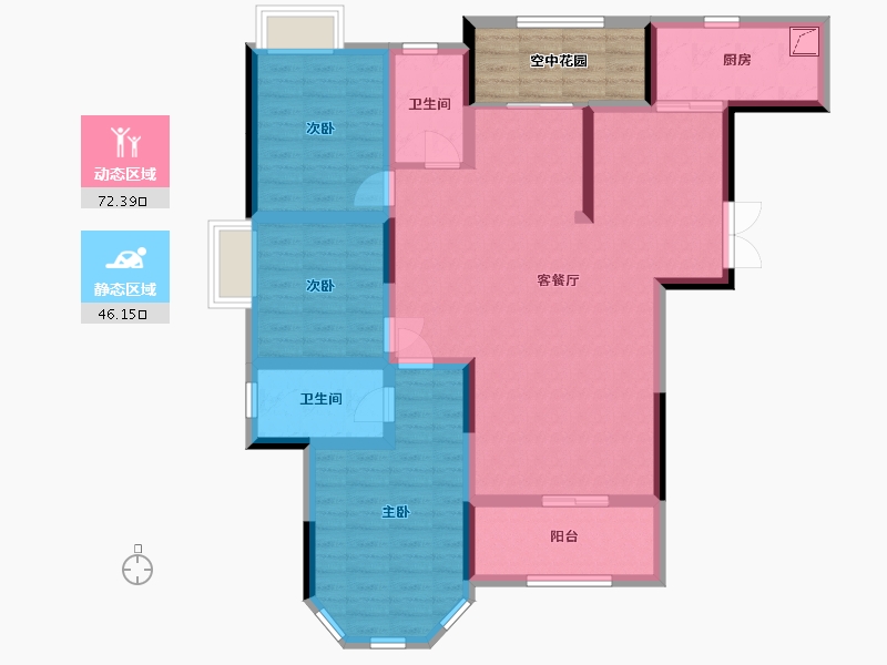 湖南省-长沙市-兴汝金城-112.47-户型库-动静分区