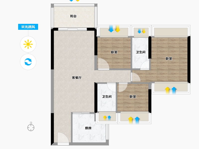 广东省-湛江市-雍豪园-84.02-户型库-采光通风