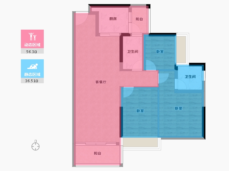 广东省-广州市-雅瑶绿洲星悦湾-82.49-户型库-动静分区