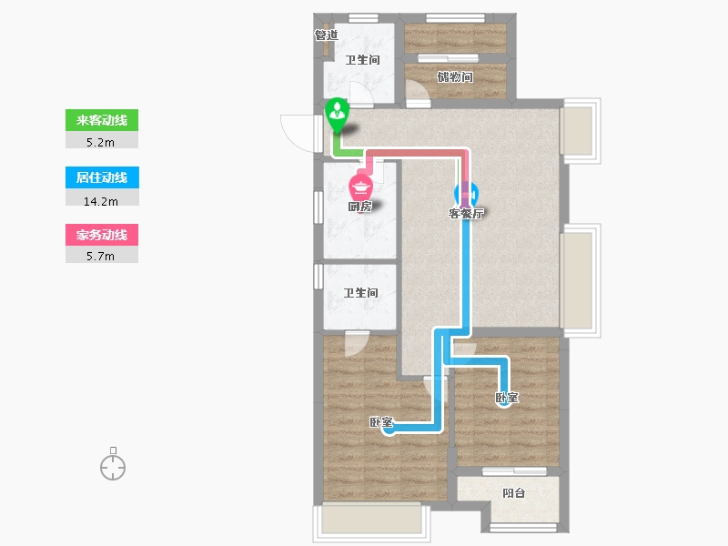 浙江省-宁波市-宝龙余姚珑润广场-70.99-户型库-动静线