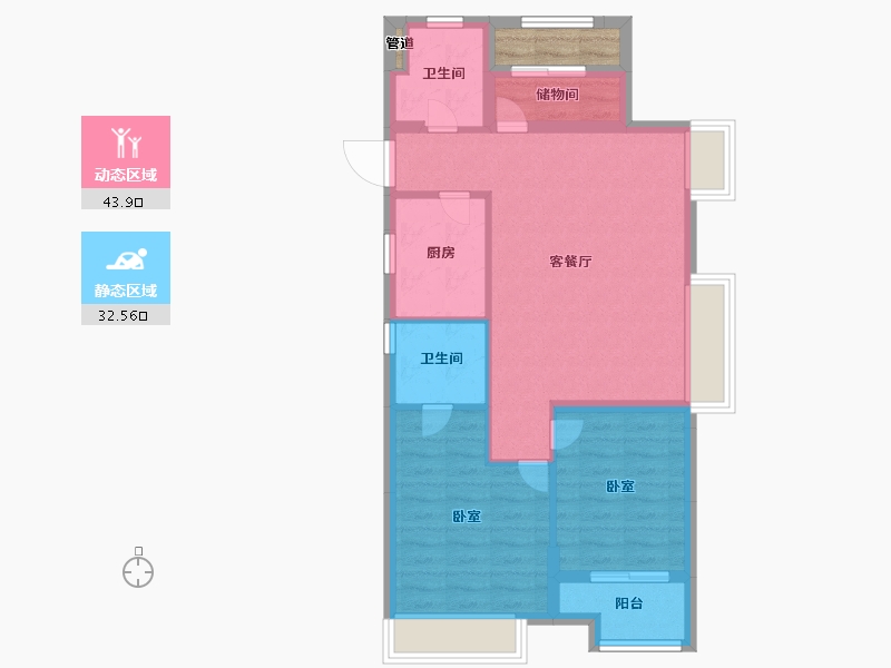 浙江省-宁波市-宝龙余姚珑润广场-70.99-户型库-动静分区