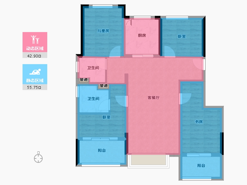 浙江省-宁波市-万科云谷-87.64-户型库-动静分区