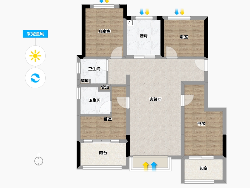 浙江省-宁波市-万科云谷-87.64-户型库-采光通风