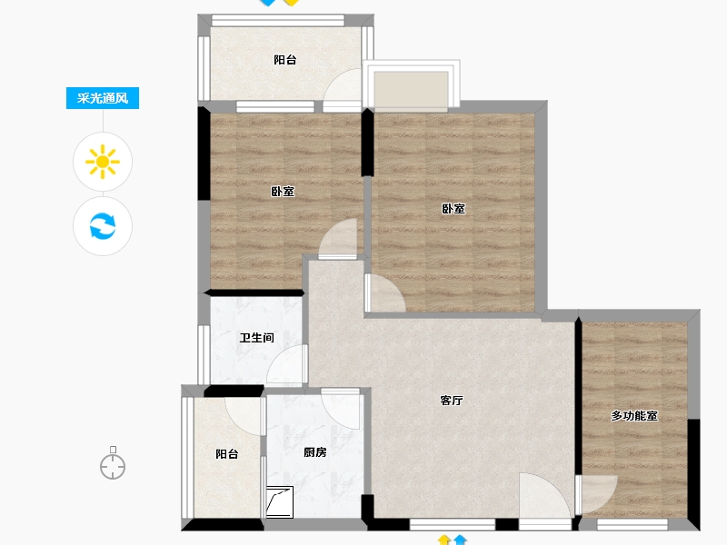 广东省-湛江市-建实碧绿花园-70.24-户型库-采光通风