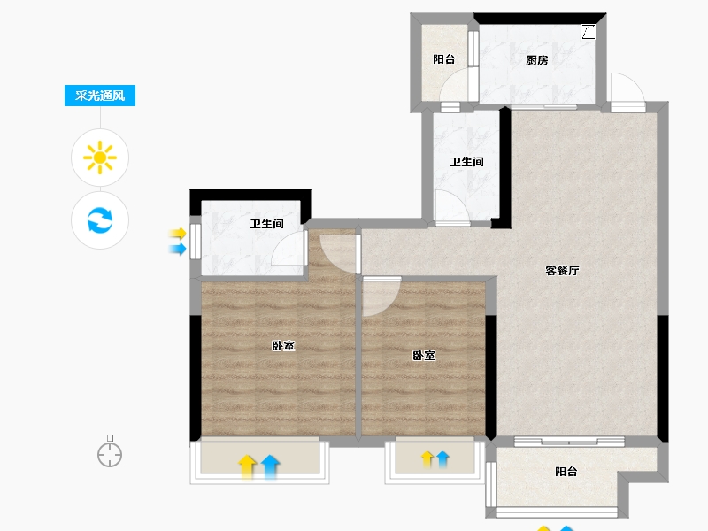 广东省-江门市-方圆月岛首府-73.33-户型库-采光通风