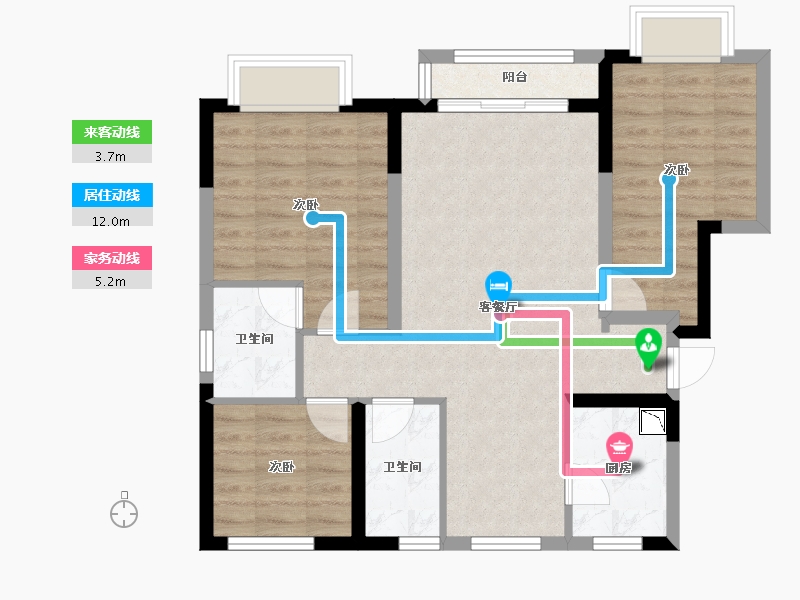 天津-天津市-鸿坤理想城-75.20-户型库-动静线