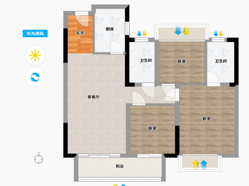 湖南省-岳阳市-岳阳未名府-78.77-户型库-采光通风