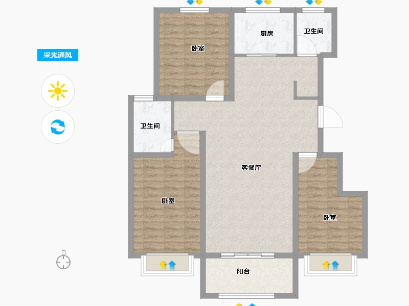 山东省-聊城市-水韵华城·东苑-102.00-户型库-采光通风