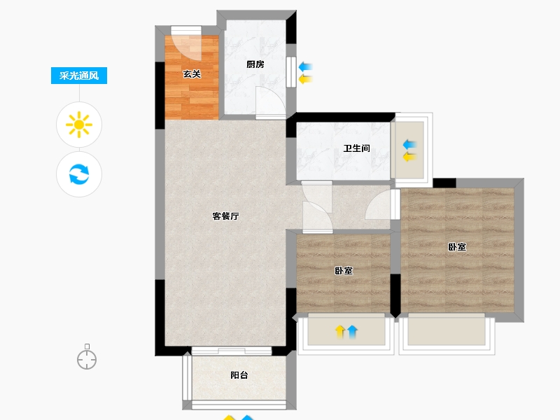 湖南省-岳阳市-岳阳未名府-51.08-户型库-采光通风