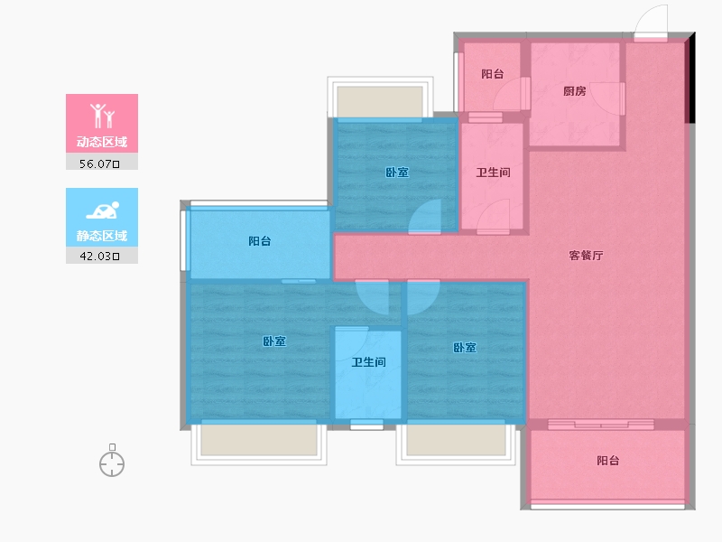 广东省-珠海市-凯柏·香山名门-88.52-户型库-动静分区