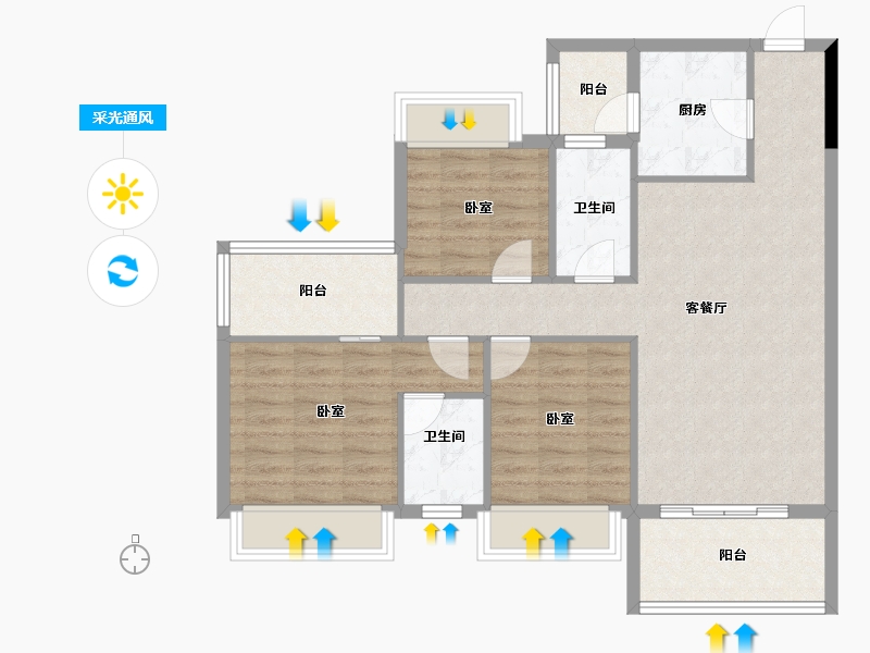 广东省-珠海市-凯柏·香山名门-88.52-户型库-采光通风