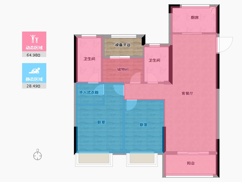 浙江省-宁波市-宝龙余姚珑润广场-88.00-户型库-动静分区