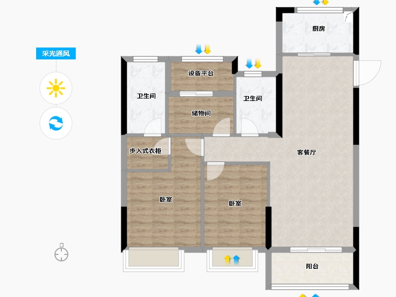 浙江省-宁波市-宝龙余姚珑润广场-88.00-户型库-采光通风