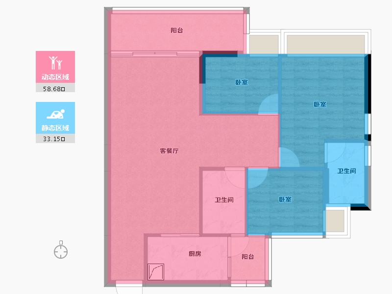 广东省-湛江市-建实碧绿花园-82.85-户型库-动静分区