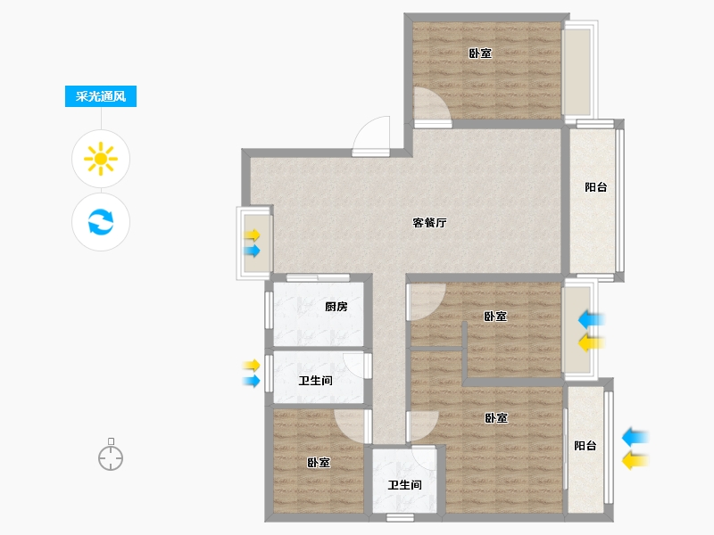 广东省-珠海市-碧桂园·濠月湾-110.00-户型库-采光通风