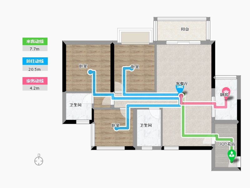 广东省-佛山市-星星凯旋国际住宅-74.00-户型库-动静线