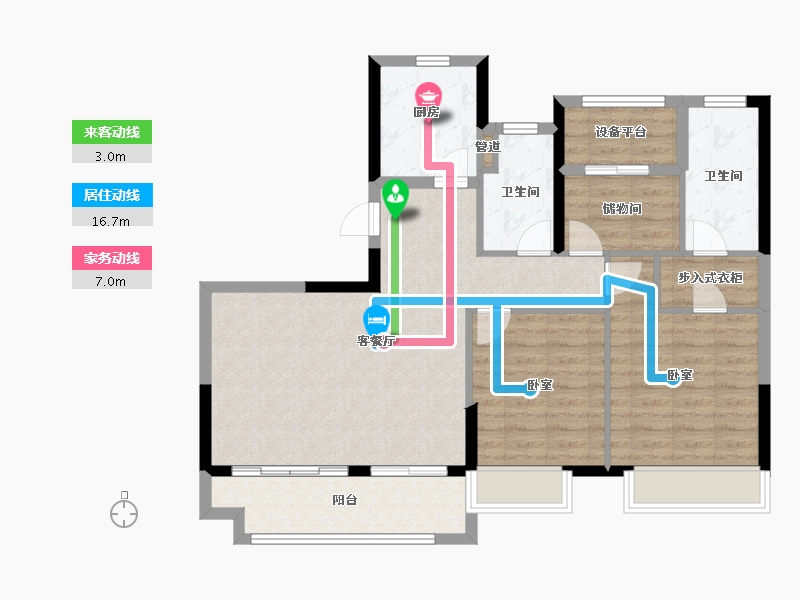 浙江省-宁波市-宝龙余姚珑润广场-90.00-户型库-动静线