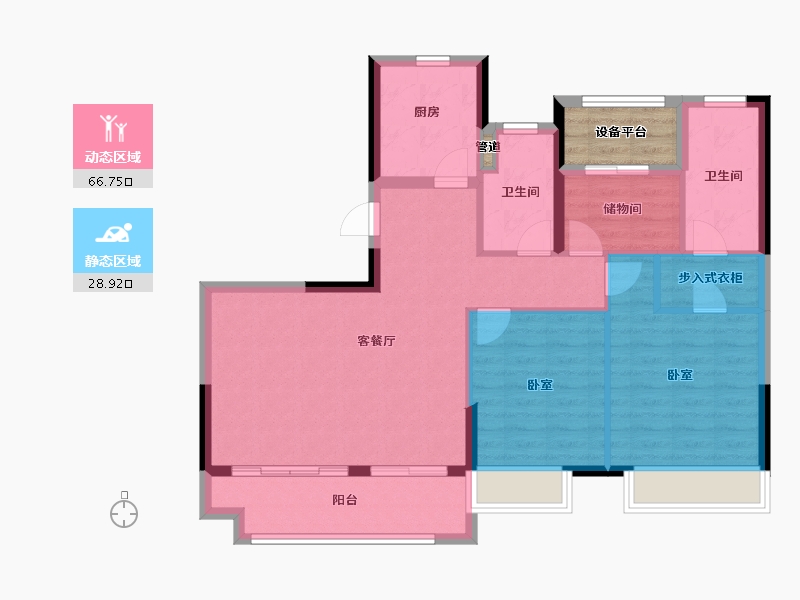 浙江省-宁波市-宝龙余姚珑润广场-90.00-户型库-动静分区