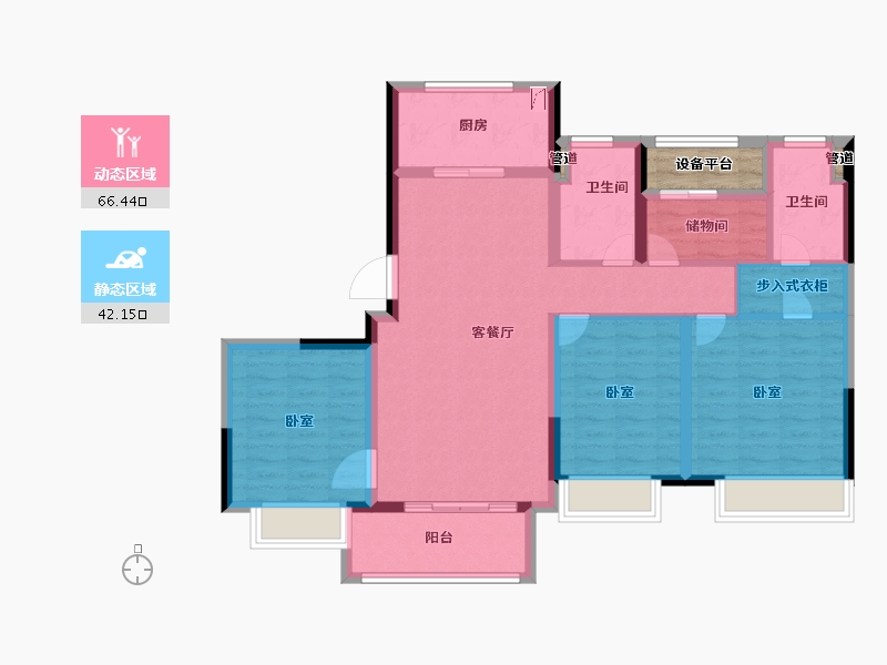 浙江省-宁波市-宝龙余姚珑润广场-100.00-户型库-动静分区