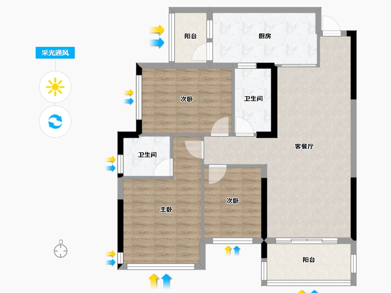 贵州省-贵阳市-春樘府-92.85-户型库-采光通风