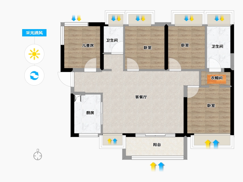 广东省-佛山市-金科集美山水-88.00-户型库-采光通风