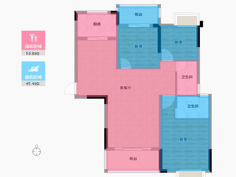 湖北省-荆州市-书香雅苑-94.84-户型库-动静分区