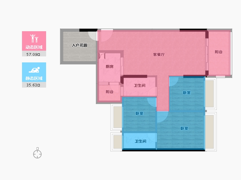 广东省-湛江市-龙悦公馆-90.47-户型库-动静分区